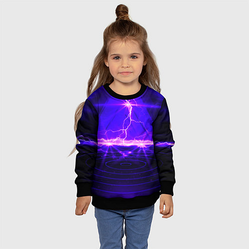 Детский свитшот НЕОНОВЫЕ МОЛНИИ / 3D-Черный – фото 4