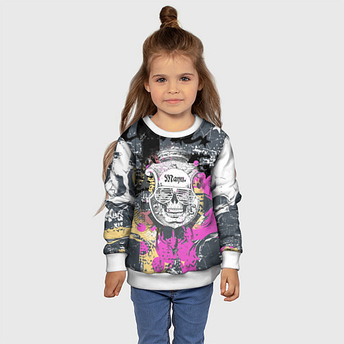 Детский свитшот Череп / 3D-Белый – фото 4