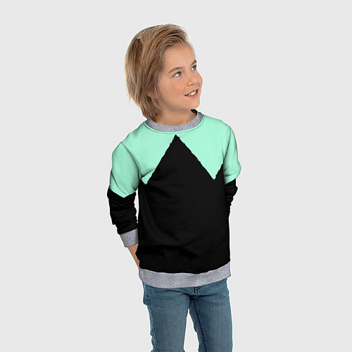 Детский свитшот Неровные зубья черный мятный / 3D-Меланж – фото 3