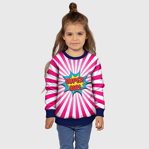 Детский свитшот Super Girl / 3D-Синий – фото 4