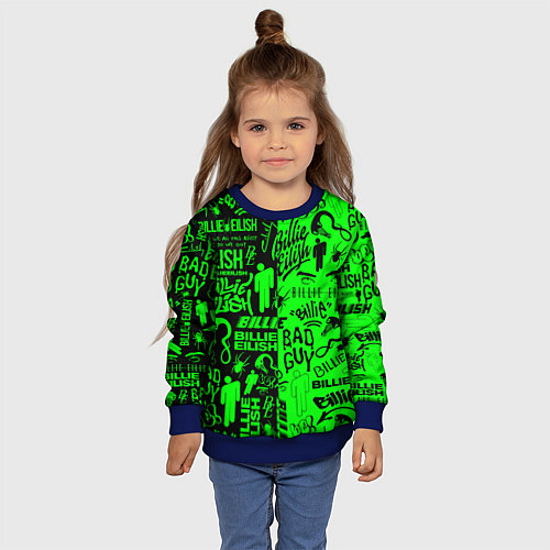 Детский свитшот BILLIE EILISH БИЛЛИ АЙЛИШ / 3D-Синий – фото 4
