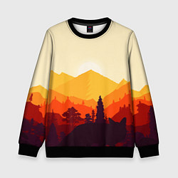 Свитшот детский Горы закат пейзаж лиса арт, цвет: 3D-черный