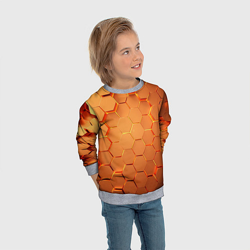 Детский свитшот Золотые 3D плиты / 3D-Меланж – фото 3