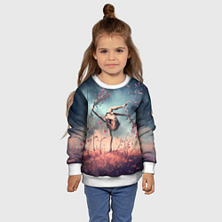 Свитшот детский Танцующая с цветами ведьма, цвет: 3D-белый — фото 2