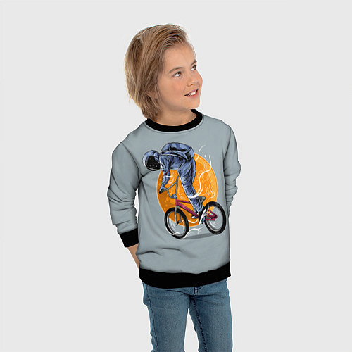 Детский свитшот Космический велосипедист Z / 3D-Черный – фото 3
