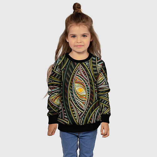Детский свитшот Абстракция глаз узор линии / 3D-Черный – фото 4