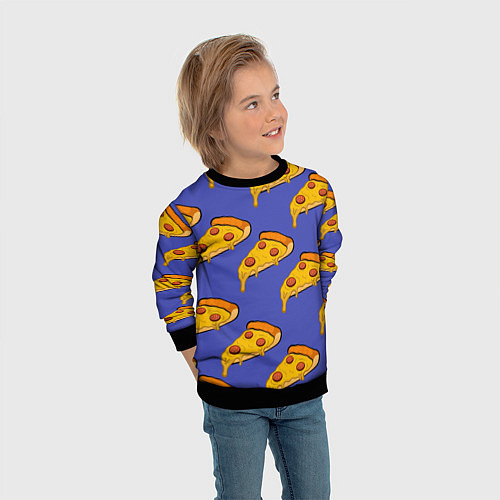 Детский свитшот Кусочки пиццы / 3D-Черный – фото 3