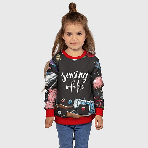Детский свитшот Сшито с любовью / 3D-Красный – фото 4