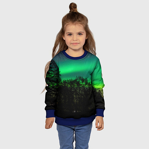 Детский свитшот Северное сияние / 3D-Синий – фото 4