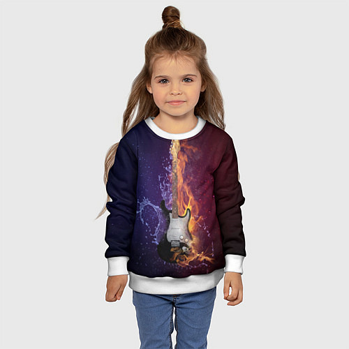 Детский свитшот Гитара огня / 3D-Белый – фото 4