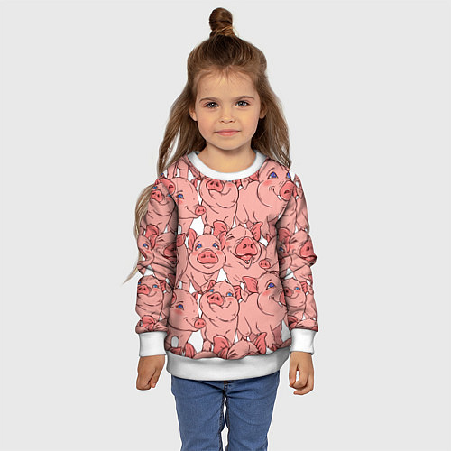 Детский свитшот Свиньи / 3D-Белый – фото 4