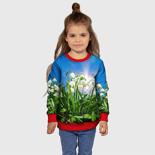 Детский свитшот Подснежники / 3D-Красный – фото 4