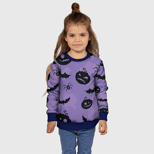 Детский свитшот Фиолетовый хэллоуин / 3D-Синий – фото 4