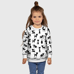 Свитшот детский КОШКИ ЧЕРНОЕ НА БЕЛОМ, цвет: 3D-белый — фото 2