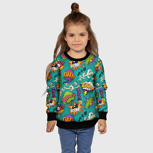 Детский свитшот Pop art comics / 3D-Черный – фото 4
