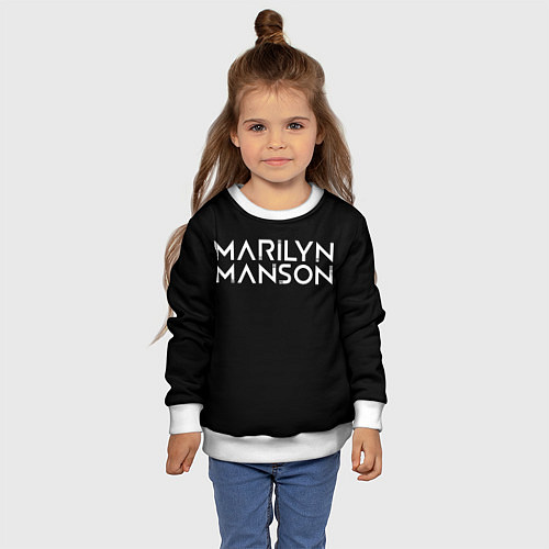 Детский свитшот Marilyn Manson / 3D-Белый – фото 4