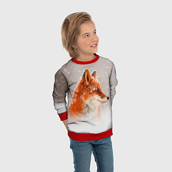Свитшот детский Лиса и снег, цвет: 3D-красный — фото 2