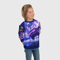 Свитшот детский Cyberpunk city, цвет: 3D-синий — фото 2