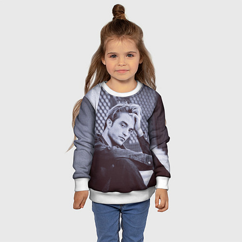 Детский свитшот Роберт Паттинсон / 3D-Белый – фото 4