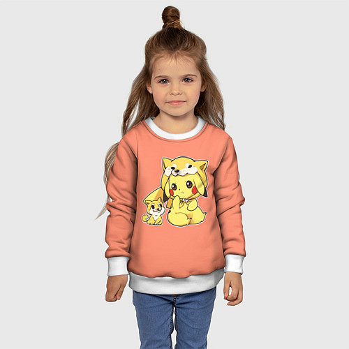 Детский свитшот Pikachu Pika Pika / 3D-Белый – фото 4