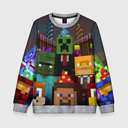 Свитшот детский Minecraft - characters - video game, цвет: 3D-меланж