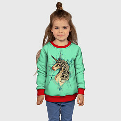 Свитшот детский Единорог акварель, цвет: 3D-красный — фото 2