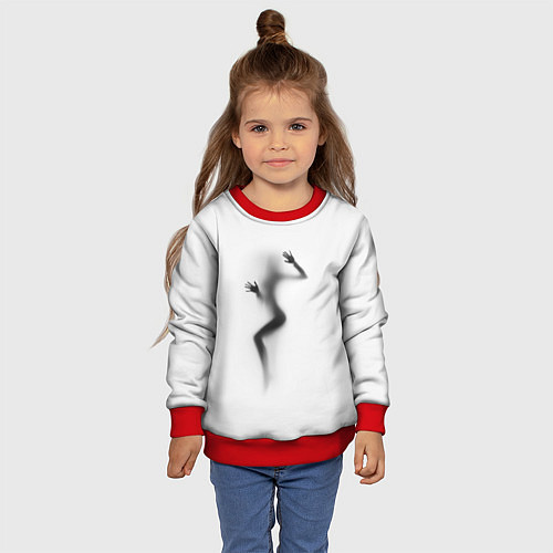 Детский свитшот ДЕВУШКА ЗА СТЕКЛОМ / 3D-Красный – фото 4