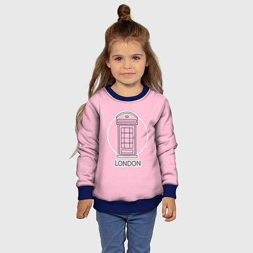 Детский свитшот Телефонная будка, London / 3D-Синий – фото 4