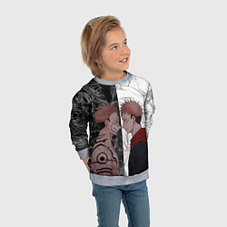 Свитшот детский Jujutsu Kaisen Сукуна х Юдзи, цвет: 3D-меланж — фото 2