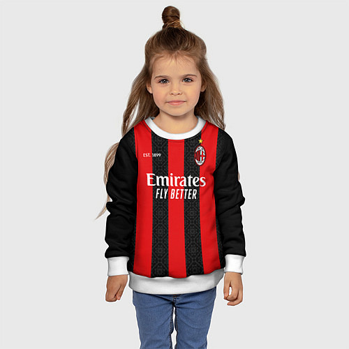 Детский свитшот AC MILAN 2021 - ДОМАШНЯЯ / 3D-Белый – фото 4