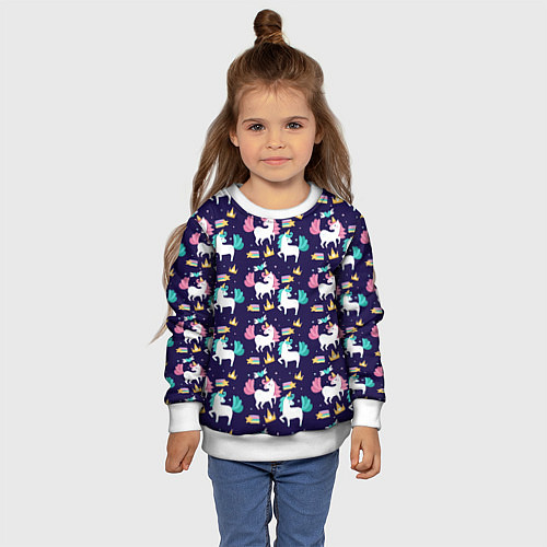 Детский свитшот Unicorn pattern / 3D-Белый – фото 4