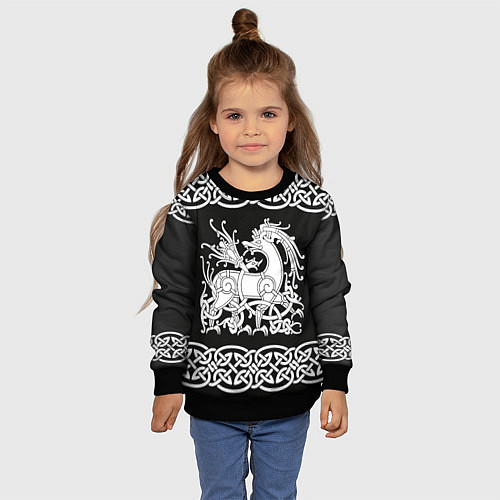 Детский свитшот Рингерике олень белый 3D / 3D-Черный – фото 4