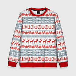 Свитшот детский Новогодний пиксельный узор, цвет: 3D-красный