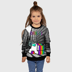 Свитшот детский Among Us по улицам Нью-Йорка, цвет: 3D-черный — фото 2