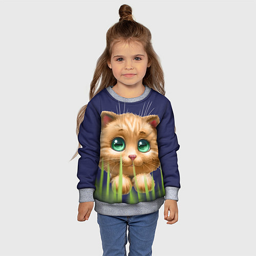 Детский свитшот Зелёная трава / 3D-Меланж – фото 4