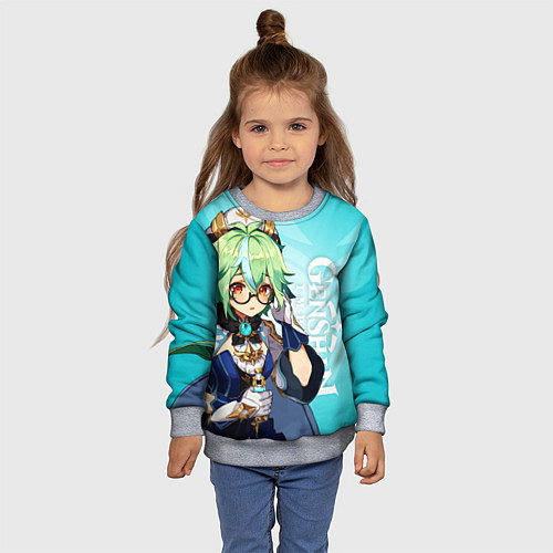 Детский свитшот GENSHIN IMPACT, САХАРОЗА / 3D-Меланж – фото 4