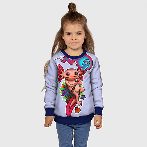 Детский свитшот Магический аксолотль / 3D-Синий – фото 4