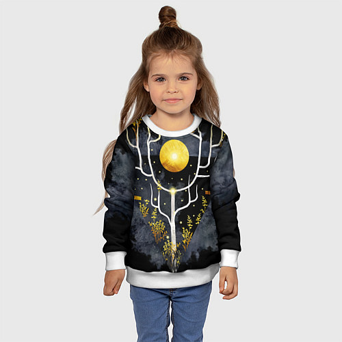 Детский свитшот Графит и золото: дерево жизни / 3D-Белый – фото 4