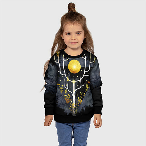 Детский свитшот Графит и золото: дерево жизни / 3D-Черный – фото 4