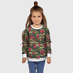 Свитшот детский Камуфляж и розы, цвет: 3D-белый — фото 2