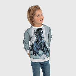 Свитшот детский Нарисованный конь, цвет: 3D-белый — фото 2