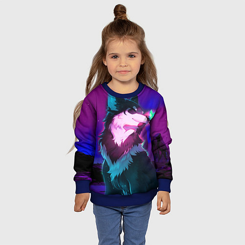 Детский свитшот Сказочный волк / 3D-Синий – фото 4