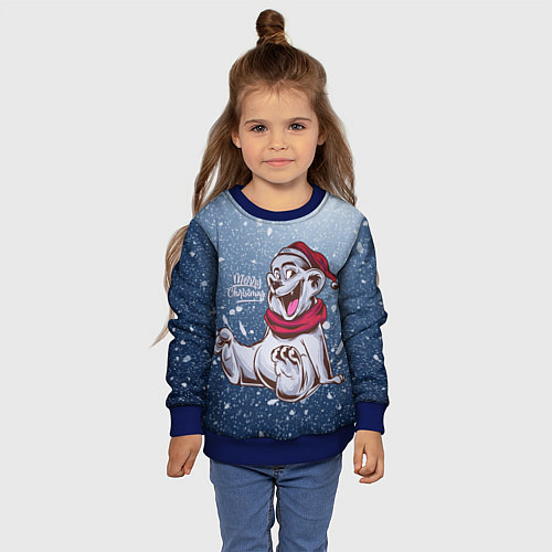 Детский свитшот Мишка Санта / 3D-Синий – фото 4