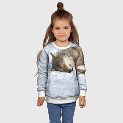 Свитшот детский Спящий Волк, цвет: 3D-белый — фото 2