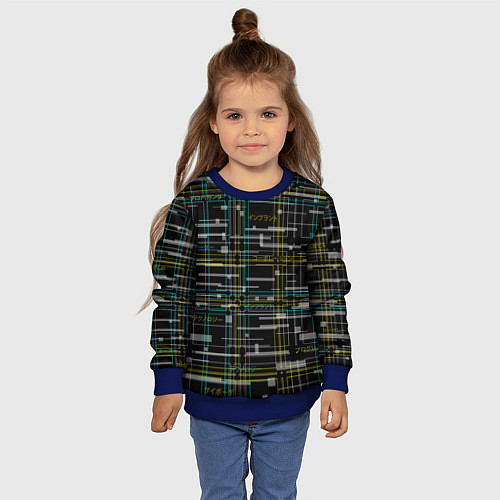 Детский свитшот Cyberpunk Tartan / 3D-Синий – фото 4