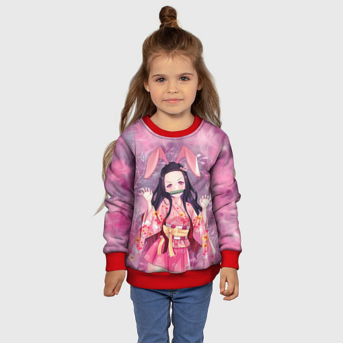 Детский свитшот Незуко Камадо / 3D-Красный – фото 4