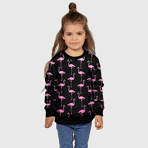Детский свитшот Фламинго Чёрная / 3D-Черный – фото 4