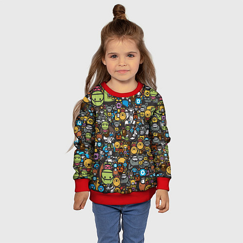 Детский свитшот АНИМЕ СМАЙЛЫ / 3D-Красный – фото 4