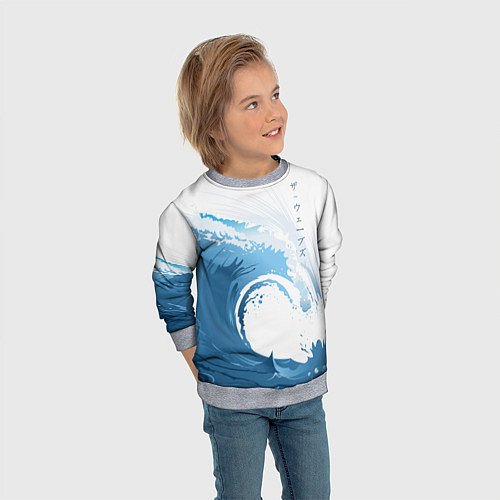 Детский свитшот WAVE ВОЛНЫ / 3D-Меланж – фото 3