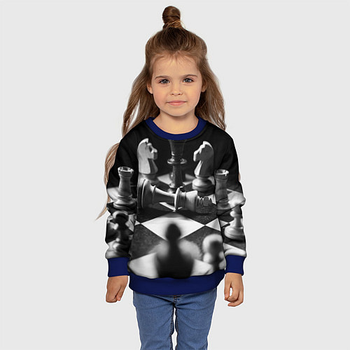 Детский свитшот Шахматы фигуры доска ход мат / 3D-Синий – фото 4